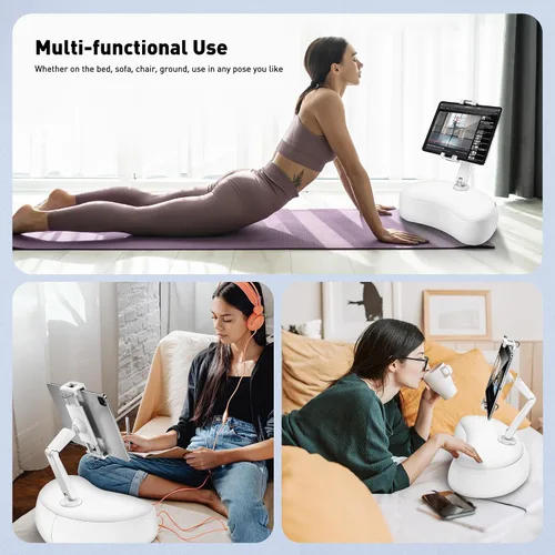 Vista 3 de AboveTEK Soporte de almohada para tableta para cama, manos libres ajustable para iPad de lectura de regazo con puf suave, regalo ideal para mamá, se