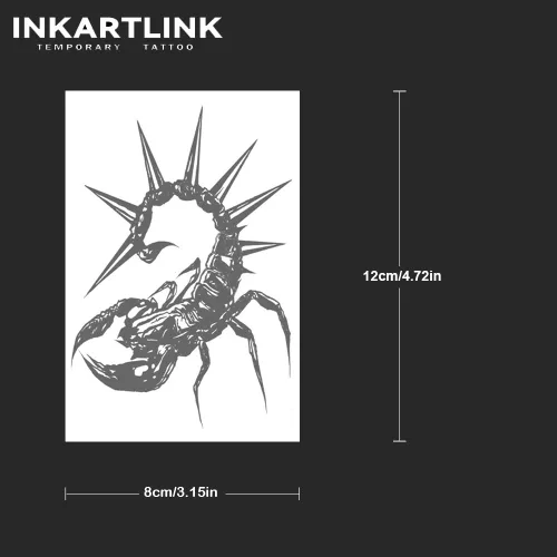 Vista 4 de INKARTLINK Tattoo Tech, 2 hojas de tatuaje semipermanente mediano, tatuajes temporales de diseño artístico para adultos, dura 1-2 semanas