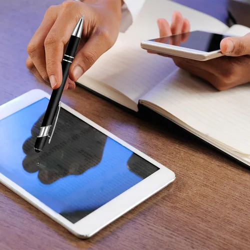 Vista 5 de Bolígrafos personalizados a granel, tinta negra, 6 unidades en 6 piezas en blanco negro