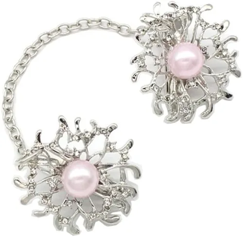 Vista 3 de HZYFP OY - Clips de cárdigan para suéter de perlas falsas para cuello de perlas y chal, clip antiguo para ropa para mujer