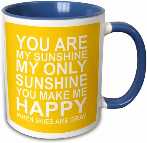 Vista 12 de 3dRose You are my sunshine. Taza negra de dos tonos de 11 oz