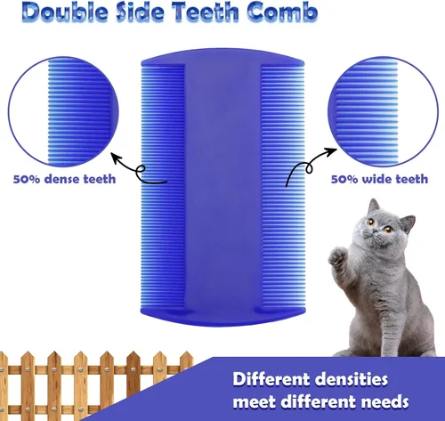 Vista 4 de Peine para pulgas para gatos y perros, paquete de 6 peines para piojos de mascotas, juego de mascotas para mascotas pequeñas, medianas y grandes Azul