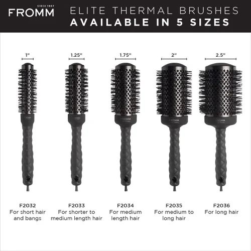 Vista 4 de Fromm Elite Thermal Ceramic x Ionic - Cepillo redondo de 2.5 pulgadas para golpes expertos y secado más rápido del cabello, cepillo de pelo