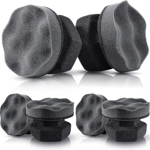 Vista 7 de 6 aplicadores de apósito de agarre hexagonal para neumáticos, aplicador de brillo de neumáticos, almohadilla de tocador, esponja de espuma para Negro