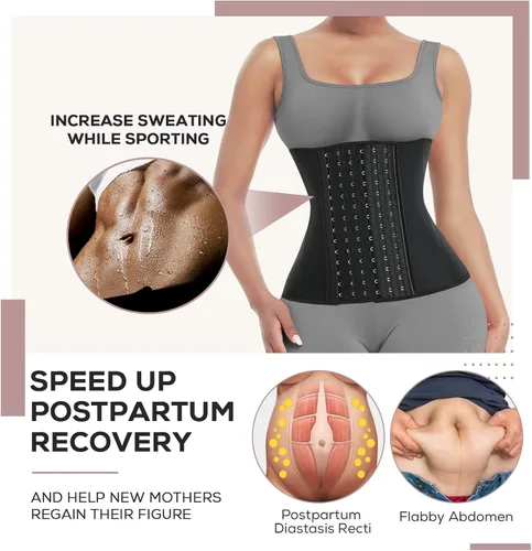 Vista 2 de FeelinGirl Workout Waist Trainer for Women Latex Corset Cincher Vest Girdle Hourglass Body Shaper with Steel Bones