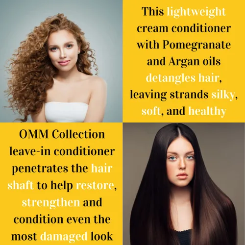 Vista 3 de OMM Collection Acondicionador natural ligero sin enjuague, espray desenredante hidratante para cabello encrespado y rizado, evita roturas