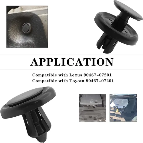 Vista 5 de 100 piezas de clips de retención tipo empuje de nylon para cubierta del motor, protección contra salpicaduras del parachoques, forro