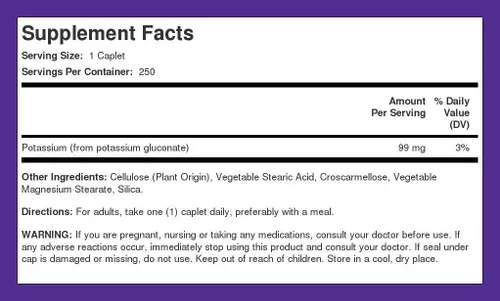 Vista 8 de Piping Rock Suplemento de potasio quelado 99 mg 250 cápsulas Gluconato de potasio Vegetariano, sin OMG, sin gluten