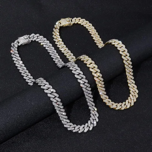 Vista 6 de Krfy Cadena de eslabones cubanos para hombres y mujeres cadena de eslabones cubanos de diamante cadena de eslabones cubanos de Miami cadena cubana