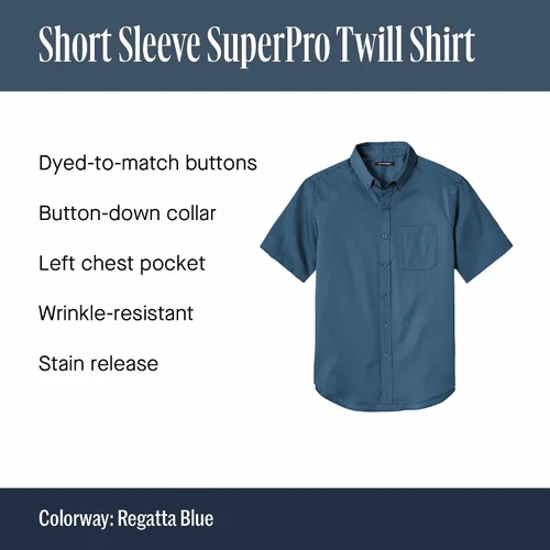 Vista 5 de Port Authority Camisa de manga corta SuperPro React con botones para hombre
