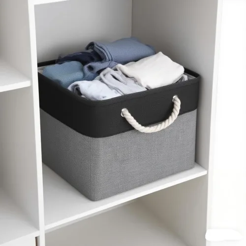 Vista 3 de Fabric Storage Cubes, 11 inch cube storage bin with Handles, 11x11cube storage organizer bins, Collapsible Storage Bins for Shelves and Home, Cubby