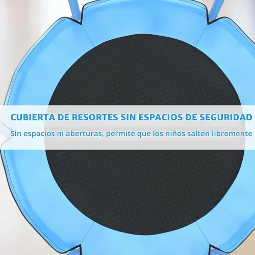Vista 8 de Cama elástica para niños con malla de encierro, cama elástica mini para interiores y exteriores con barra de gimnasia ajustable, aro de baloncesto