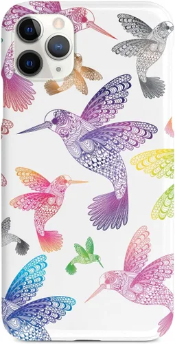 Vista 8 de Inspired Cases - Funda para iPhone 13 Mini con textura 3D - Funda protectora de goma para Apple iPhone 13 Mini - Zentangle Hummingbirds - Multicolor