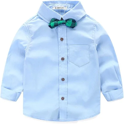 Vista 2 de Conjunto de ropa de algodón de manga larga con corbatín + chaleco + pantalones para niños
