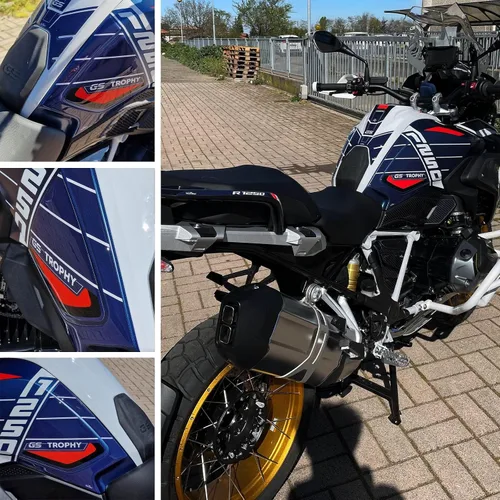 Vista 6 de Resin Bike Adhesivos 3D para motocicleta compatibles con BMW R 1250 GS Trophy 2021-2024. Protecciones laterales contra impactos y arañazos.