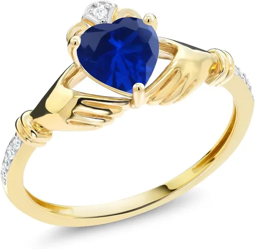 Vista 47 de Gem Stone King Anillo de compromiso claddagh celta irlandés de oro amarillo de 10 quilates con piedra preciosa en forma de corazón de 0.236 in