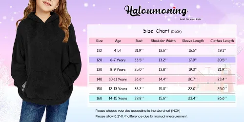 Vista 6 de Haloumoning Sudadera con capucha de forro polar mullido para niñas de 4 a 15 años
