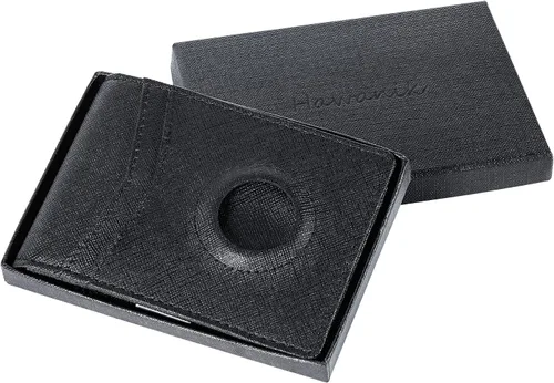 Vista 4 de Hawanik Billetera plegable delgada para hombre con soporte de estuche integrado para AirTag
