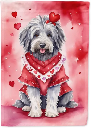 Vista 87 de Caroline's Treasures DAC5252GF Affenpinscher - Bandera de jardín con texto en inglés "My Valentine", bandera decorativa para patio exterior, patio