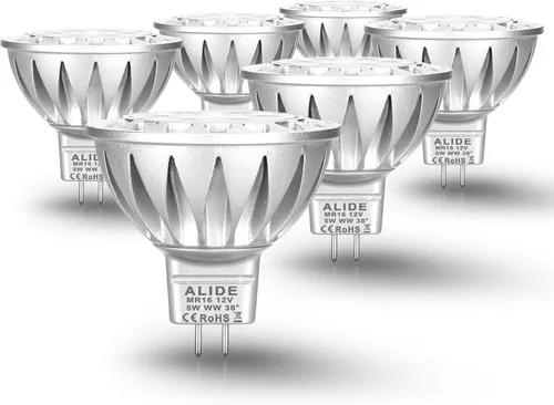 Vista 8 de ALIDE Bombillas LED MR16 de 15 grados, ángulo de haz estrecho de 15°, GU5.3 20 W 35 W equivalente a halógeno, 5 W, 450 lúmenes, 2700 K, blanco