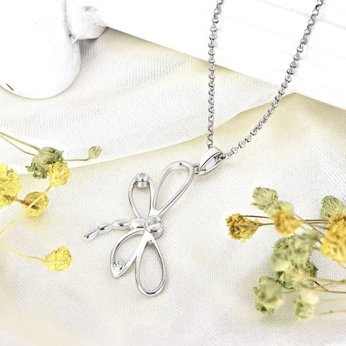 Vista 3 de JO WISDOM Collar de libélula para mujer, plata de ley 925, circonita cúbica, colgante de libélula, joyería para mujer