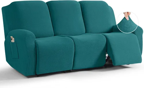 Vista 22 de TAOCOCO Funda reclinable de 4 piezas, funda elástica para sofá reclinable de 4 piezas, funda reclinable con 1 asiento, protector de sofá suave