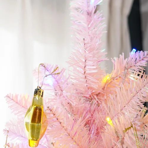 Vista 9 de HOMCOM Árbol de Navidad artificial preiluminado de 1.5 m en forma de lápiz, decoración festiva con 250 ramas superficiales coloridas, 150 luces LED