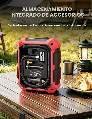 Vista 3 de AstroAI Compresor de aire portátil e inflador de neumáticos, accesorio automático de 12 V CC con luz LED y pantalla digital, 100 PSI para automóvil