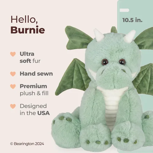 Vista 2 de Bearington Burnie - Dragón de peluche de felpa, 10.5 pulgadas (26.67 cm)