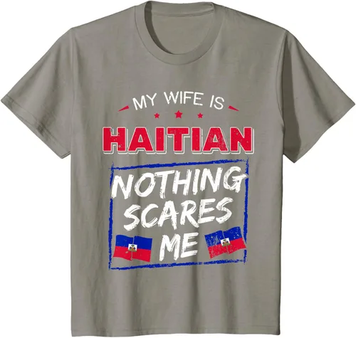 Vista 26 de My Wife Is Haitian Republic of Haiti Heritage Roots - Camiseta con bandera, Negro, S