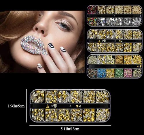 Vista 5 de 3000 piezas (5 cajas) Nail Art Rhinestone Set Adornos de Uñas Estilo 3