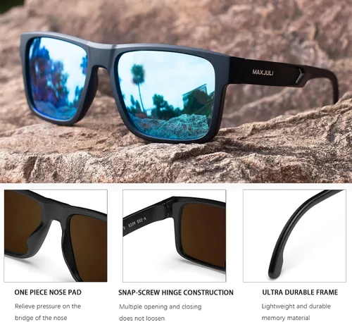 Vista 3 de MAXJULI Sports Polarized Sunglasses for Big Heads Men Women Rectangular Square Frame Glasses 82098210