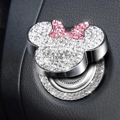 Vista 8 de Pangpai Accesorios Lindos de Cubierta de Botón de Arranque, Cubierta de Botón de Arranque de Motor de Cristal Brillante, Adhesivo Interior de Negro