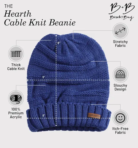 Vista 3 de Brook + Bay Gorro holgado de invierno para mujer, gorro de punto de gran tamaño para mujer, gorro holgado para clima frío