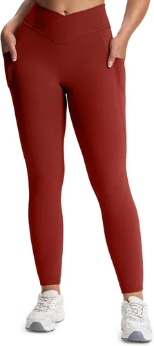Vista 58 de Aoxjox Trinity - Pantalones de yoga de cintura alta con bolsillos para mujer, control de abdomen, cintura cruzada, leggings de entrenamiento suaves