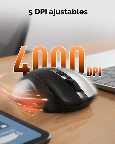 Vista 4 de Redragon - Ratón inalámbrico para laptop, mouse óptico de 2.4G para computadora de 5 niveles 4000DPI, ratones USB inalámbricos para oficina, 6