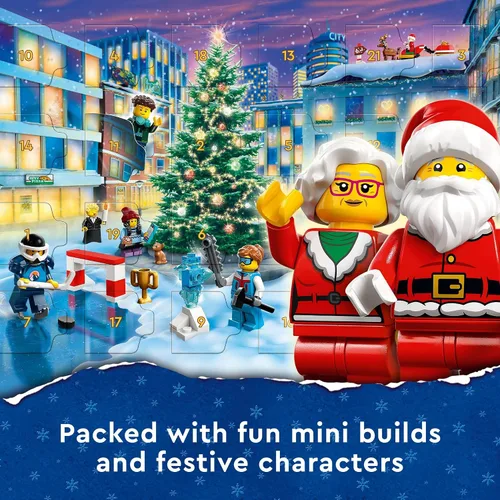 Vista 3 de Calendario de Adviento LEGO City 2023 60381 Cuenta regresiva de Navidad Conjunto de juego, idea de regalo para contar los días hasta la aventura