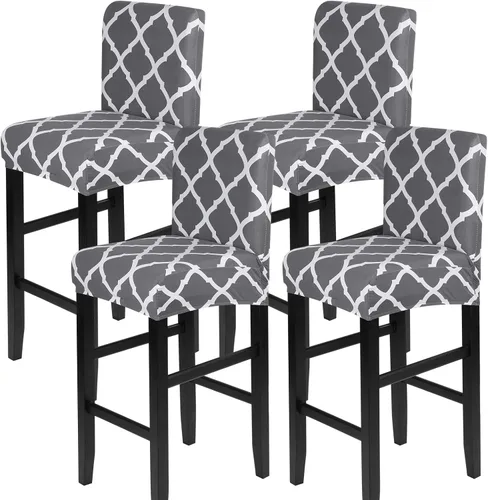 Vista 56 de SearchI Juego de 2 fundas para taburetes de bar, fundas de asiento de taburete elásticas y lavables, fundas para sillas de altura de mostrador