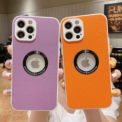 Vista 2 de Bonita funda delgada para iPhone 12 con ventana de logotipo, a la moda, a prueba de golpes, de piel suave de poliuretano termoplástico, compatible
