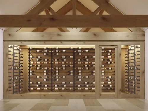 Vista 8 de VintageView Evolution Wine Wall 30 3C - Estante moderno para vino (18 botellas, negro mate)
