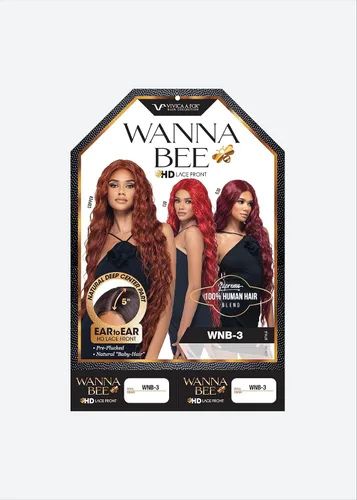 Vista 6 de Vivica A. Fox WNB-3, mezcla de cabello humano, peluca de encaje frontal, color 530, vino tinto