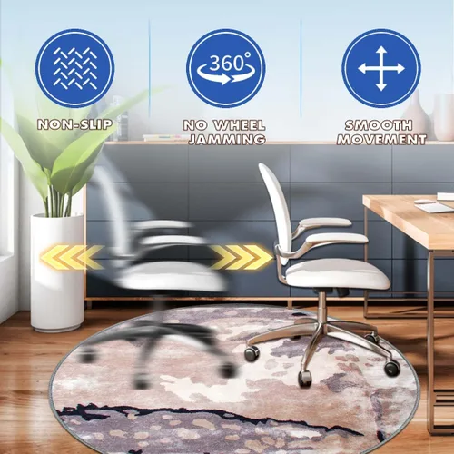 Vista 3 de Tapete para silla de oficina de pelo corto, antideslizante, que reduce el ruido, tapete redondo de 47 pulgadas, tapete decorativo para oficina
