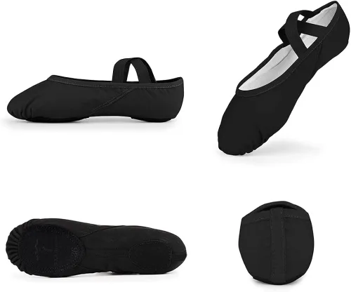 Vista 7 de Zapatos de ballet para mujeres y niñas, zapatos de ballet para mujer, zapatos de baile de lona, zapatos tipo ballet zapatos de yoga.