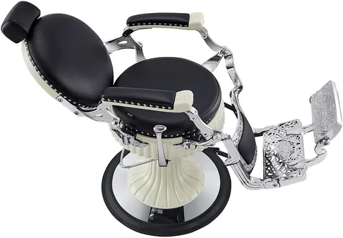 Vista 8 de Dir Silla de peluquero hidráulica resistente, sillas diseñadas antiguas de la peluquería Mikado-Black