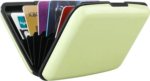Vista 6 de ELFISH Protector de tarjeta de crédito con bloqueo RFID, funda de identificación de aluminio, carcasa rígida, cartera de metal para hombres