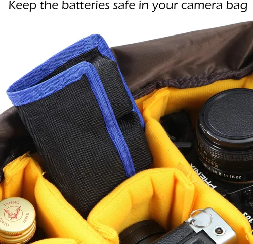Vista 7 de Meking Soporte de batería para cámara DSLR, bolsa / estuche / bolsa (4 bolsillos) para batería AA, batería Canon LP-E6 LP-E8 LP-E10 LP-E12, batería