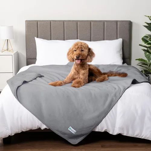 Vista 10 de PETAMI Manta impermeable de forro polar Sherpa para gatos y perros, color beige, talla S