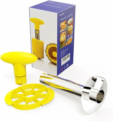 Vista 6 de SameTech Cortador, pelador y rebanador de piñas, de acero inoxidable. Herramienta de cocina, fácil.