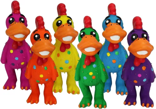 Vista 2 de HDP Multipet - Paquete de juguetes de látex chirriante miniatura: pollo, paquete de 3