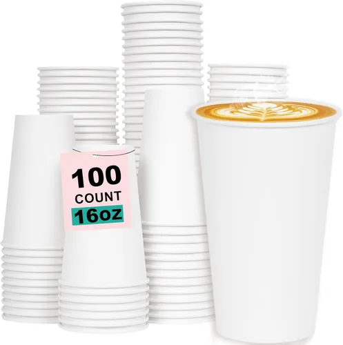 Vista 59 de Paquete de 100 tazas de café desechables de 8 onzas, tazas de papel desechables de color marrón a granel, tazas de café para té caliente, chocolate